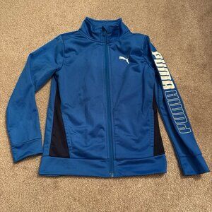 Puma long sleeve zip up jacket blue size 7 boys
